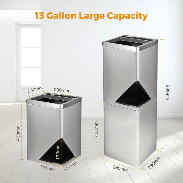 Recycling Rubbish Stainless Steel Trash Can Sanitation Dustbin Trash Waste Bins