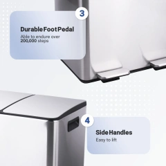 垃圾桶不锈钢双隔间分类厨房垃圾桶带塑料内桶 2 x 30 升双