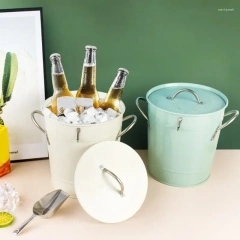 Galvanized Metal Bucket Stainless Steel Luxury Ice Bucket With Lid and Scooper