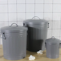 家用不锈钢金属垃圾桶镀锌铁皮废纸篓，室内外均可使用，适用于厨房浴室餐厅