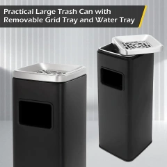 Square Stainless Steel Trash Can Outdoor Commercial Garbage Can Large Trash Bin