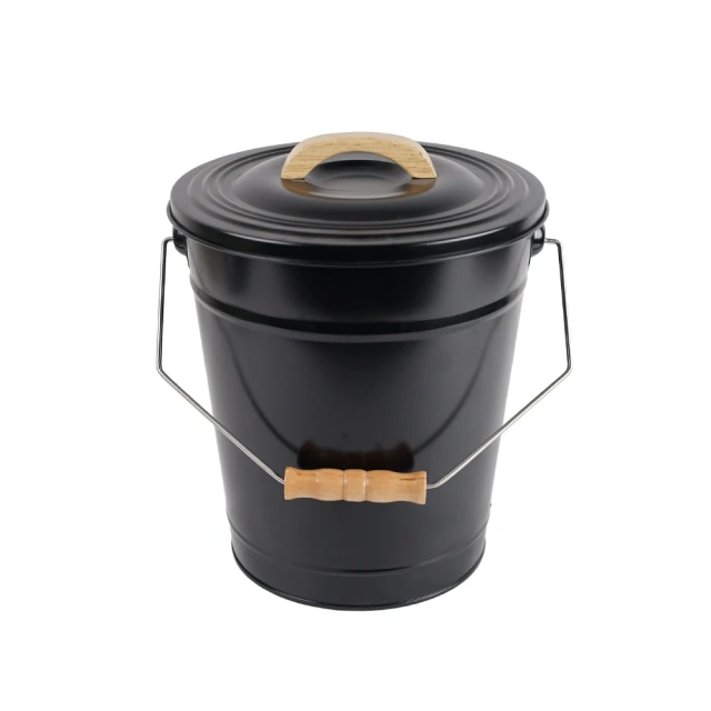 Galvanized Iron Fireplace Cleaning Tool Bucket Metal Ash Bucket With Lid and Shovel