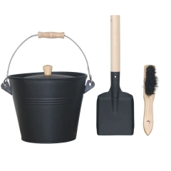 Fireplace Metal Bucket Outdoor Coal Ash Bucket  With Shovel and Brush