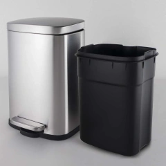 Stainless Steel Sanding Silent Slow-Down Rectangular Trash Can Living Room Kitchen Foot Pedal Garbage Can
