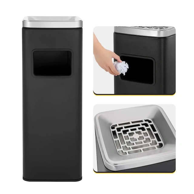 Square Stainless Steel Trash Can Outdoor Commercial Garbage Can Large Trash Bin