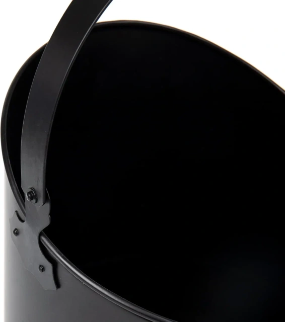 Modern Black Metal Coal Bucket with Shovel for Pellet Charcoal Wood Fire Pits & Fireplace Storage Boxes & Bins