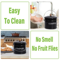 Metal Food Waste Bin Compost Bucket Kitchen Compost Bin With Lid and Charcoal Filters