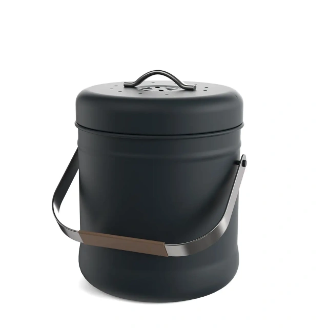 New Design 1.3 Gallon Stainless Steel Customize Compost Bin Pail Metal Kitchen Storage Compost Bins