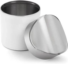 White Stainless Steel Garbage Bin Small Countertop Trash Can for Home, Office, Kitchen, Vanity Tabletop, Bedroom, Car