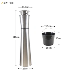 Street Trash Can Metal Dustbin with Standing Ashtray and Rainproof Inner Bin for Waste Management