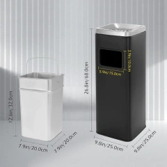 Square Stainless Steel Trash Can Outdoor Commercial Garbage Can Large Trash Bin