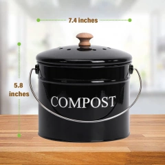 Metal Food Waste Bin Compost Bucket Kitchen Compost Bin With Lid and Charcoal Filters