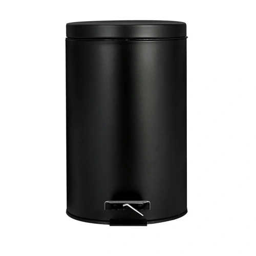 Matte Black 3L Pedal Round Flip-Top Trash Can Household Cleaning Bucket