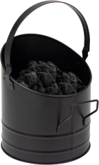 Modern Black Metal Coal Bucket with Shovel for Pellet Charcoal Wood Fire Pits & Fireplace Storage Boxes & Bins