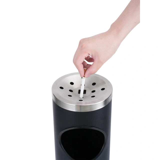 Outdoor Dust Bin Round Metal Garbage Recycle Bin Hotel Standing Ashtray and Rubbish Bin