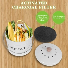 Metal Food Waste Bin Compost Bucket Kitchen Compost Bin With Lid and Charcoal Filters