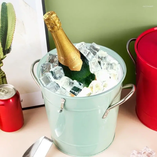 Galvanized Metal Bucket Stainless Steel Luxury Ice Bucket With Lid and Scooper