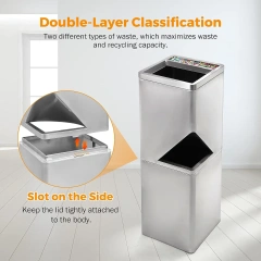 Recycling Rubbish Stainless Steel Trash Can Sanitation Dustbin Trash Waste Bins