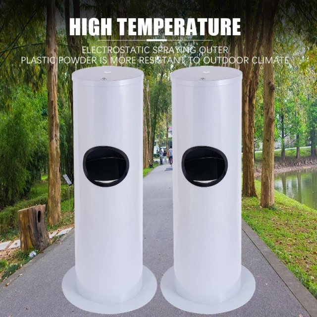 现代圆形垃圾桶，带集成纸巾架，可定制纸巾收纳垃圾桶