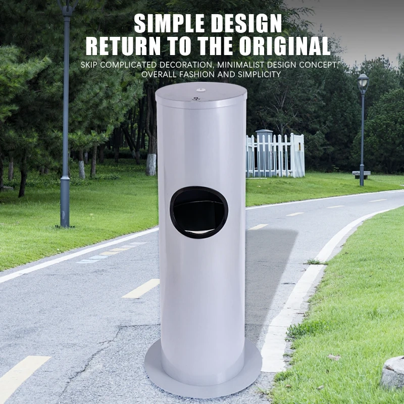 Modern Round Garbage Can with Integrated Tissue Holder Accept Custom Made Trash Bin With Tissue Storage