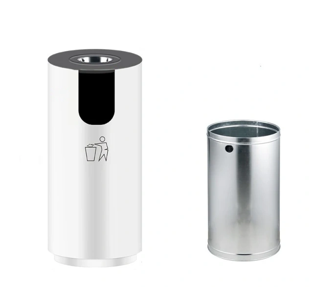 商用不锈钢垃圾桶圆形酒店储物桶适用于大堂过道商场烟灰缸使用