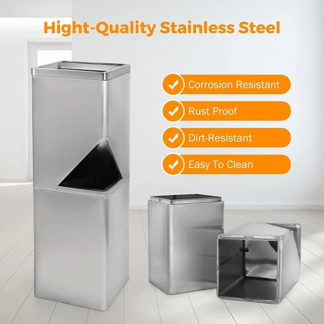Recycling Rubbish Stainless Steel Trash Can Sanitation Dustbin Trash Waste Bins