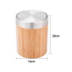 Portable Bamboo Desktop Trash Can Cute Living Room Car Mini Recycle Trash Can