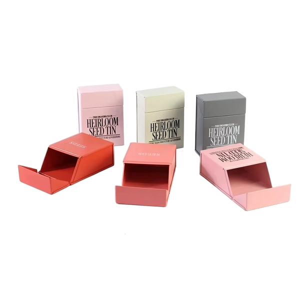 Portable Garden Seed Box Galvanized Iron Metal Seeds Organized Storage Container Flower Classified Storage