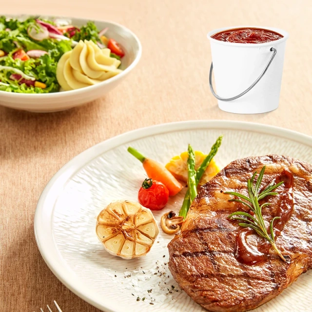 Custom Made Metal Storage Canister with Handle Hotel Western Meal Sauce Storage Bucket