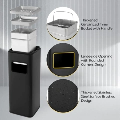 Square Stainless Steel Trash Can Outdoor Commercial Garbage Can Large Trash Bin