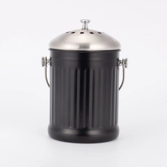 Metal Round Stainless Steel Compost Bin Kitchen Food Waste Storage Bucket Compost Bin With Filter