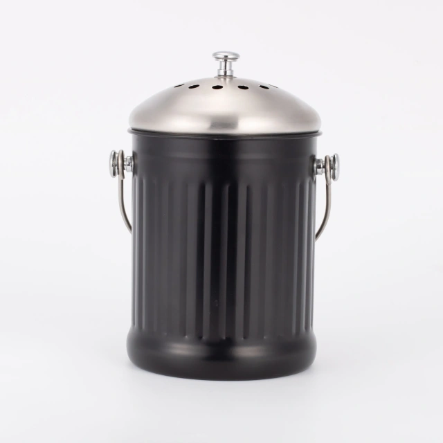 Metal Round Stainless Steel Compost Bin Kitchen Food Waste Storage Bucket Compost Bin With Filter