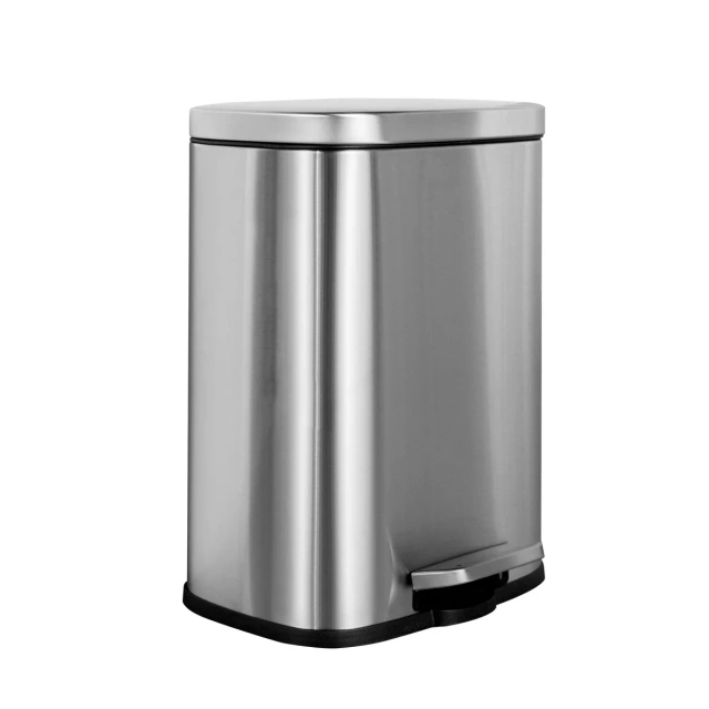 Stainless Steel Sanding Silent Slow-Down Rectangular Trash Can Living Room Kitchen Foot Pedal Garbage Can