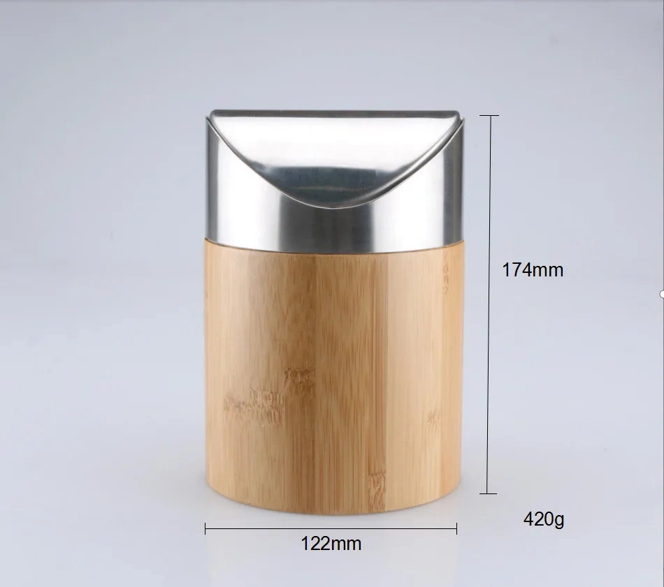 Bamboo Desktop Mini Flip Creative Small Wastebasket Office Dormitory Storage Bucket With Lid