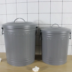 家用不锈钢金属垃圾桶镀锌铁皮废纸篓，室内外均可使用，适用于厨房浴室餐厅