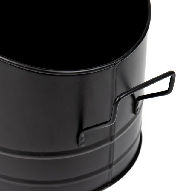 Modern Black Metal Coal Bucket with Shovel for Pellet Charcoal Wood Fire Pits & Fireplace Storage Boxes & Bins