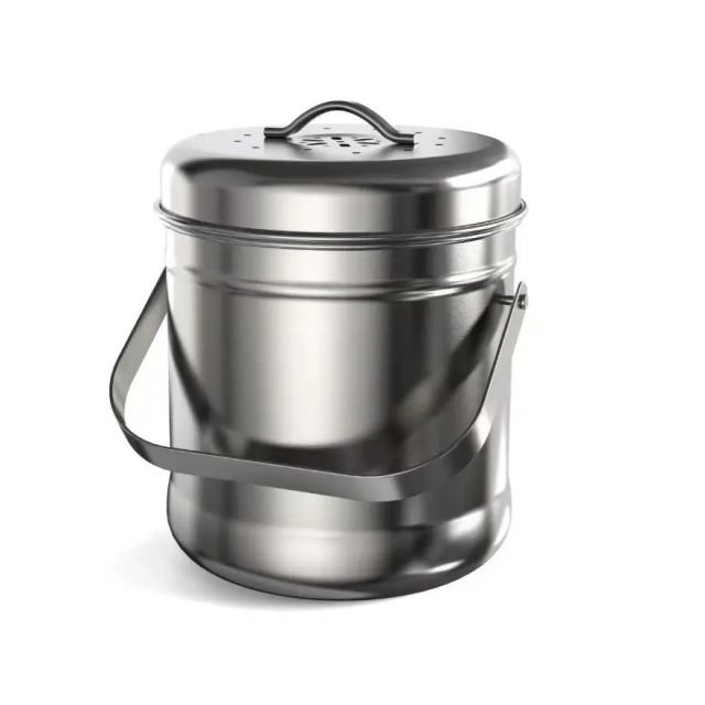 New Design 1.3 Gallon Stainless Steel Customize Compost Bin Pail Metal Kitchen Storage Compost Bins