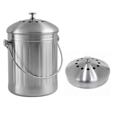 Wholesale Kitchen Stainless Steel Compost Bin Metal Food Compost Bin With Carbon Filter for Kitchen