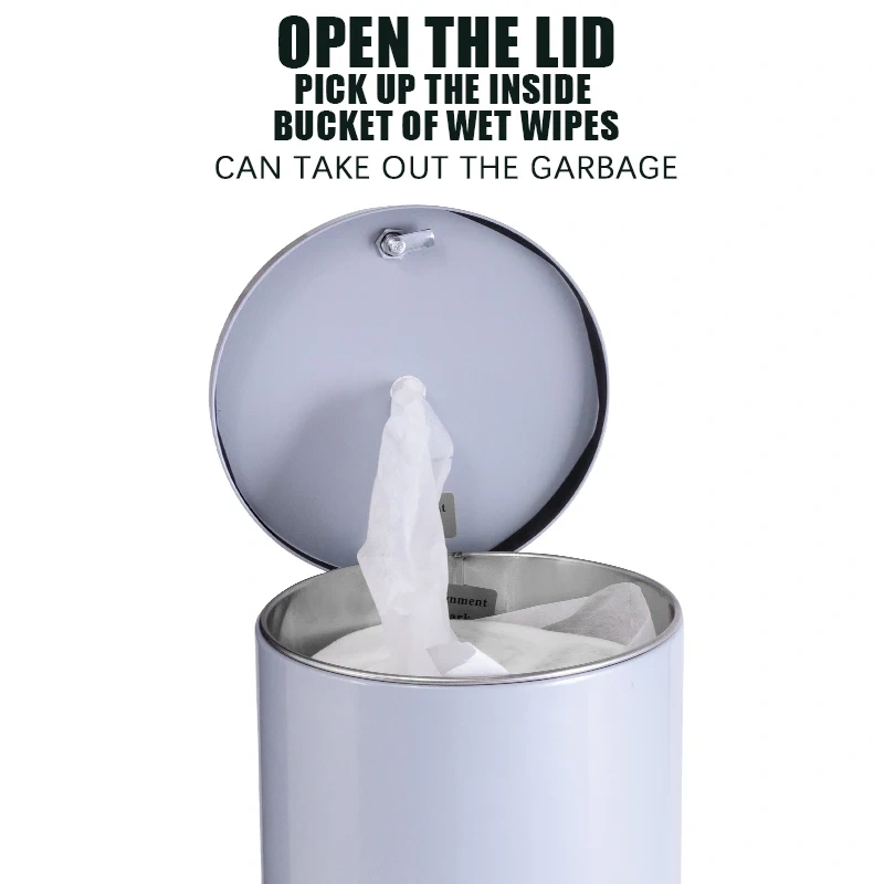 Modern Round Garbage Can with Integrated Tissue Holder Accept Custom Made Trash Bin With Tissue Storage