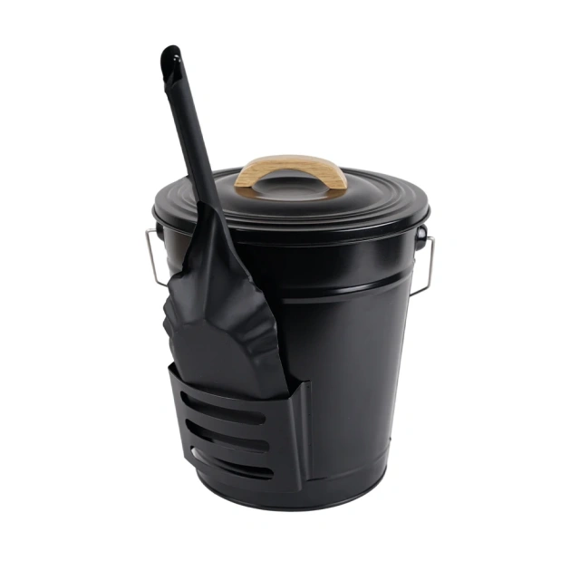 Galvanized Iron Fireplace Cleaning Tool Bucket Metal Ash Bucket With Lid and Shovel