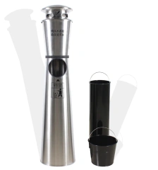 Street Trash Can Metal Dustbin with Standing Ashtray and Rainproof Inner Bin for Waste Management