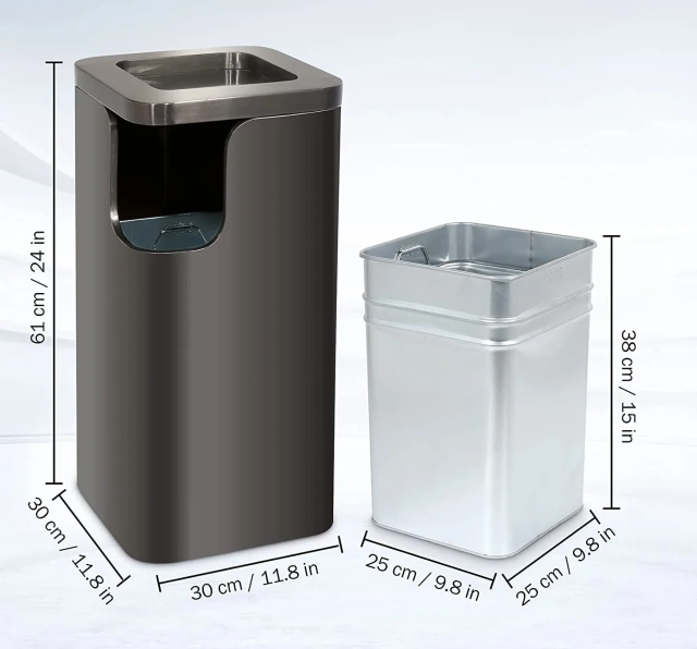 Customized 20L Steel Stainless Elevator Vertical Trash Can for Indoor Storage for Bathroom Kitchen Outdoor Use with Ashtray