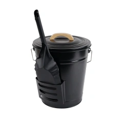 Galvanized Iron Fireplace Cleaning Tool Bucket Metal Ash Bucket With Lid and Shovel