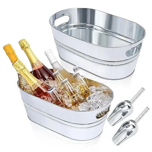 Factory Price Custom Metal Beer Ice Bucket Stainless Steel Silver Luxury Ice Buckets for Parties