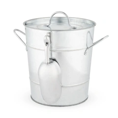 Galvanized Metal Bucket Stainless Steel Luxury Ice Bucket With Lid and Scooper