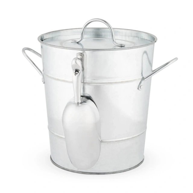 Galvanized Metal Bucket Stainless Steel Luxury Ice Bucket With Lid and Scooper