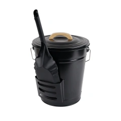 Galvanized Iron Fireplace Cleaning Tool Bucket Metal Ash Bucket With Lid and Shovel