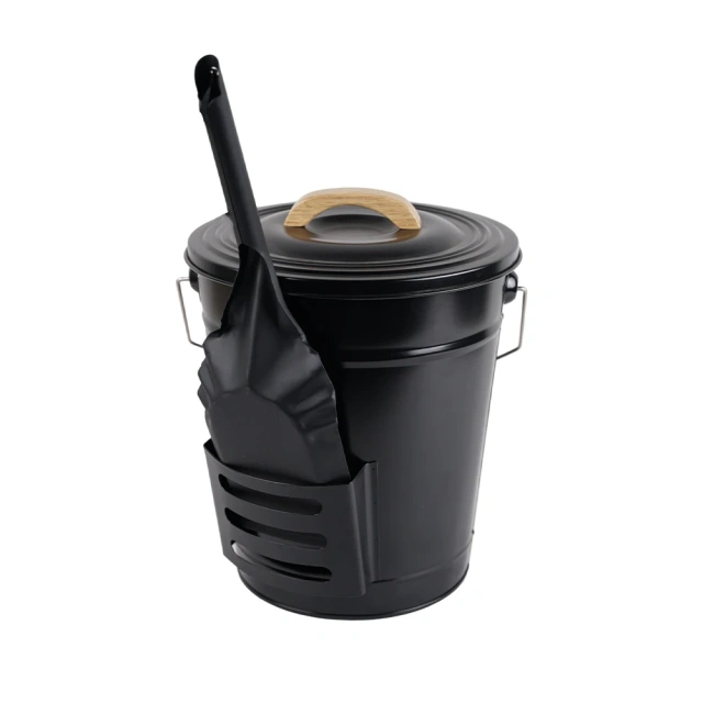 Galvanized Iron Fireplace Cleaning Tool Bucket Metal Ash Bucket With Lid and Shovel