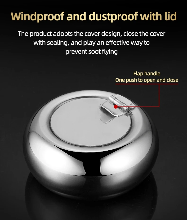 Stainless Steel Cigarette Ashtray Smoking Ash Holder Desktop Smoking Ash Tray for Home Office Decoration- Silver