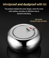 不锈钢香烟烟灰缸吸烟灰盒桌面吸烟灰缸适用于家庭办公室装饰 - 银色